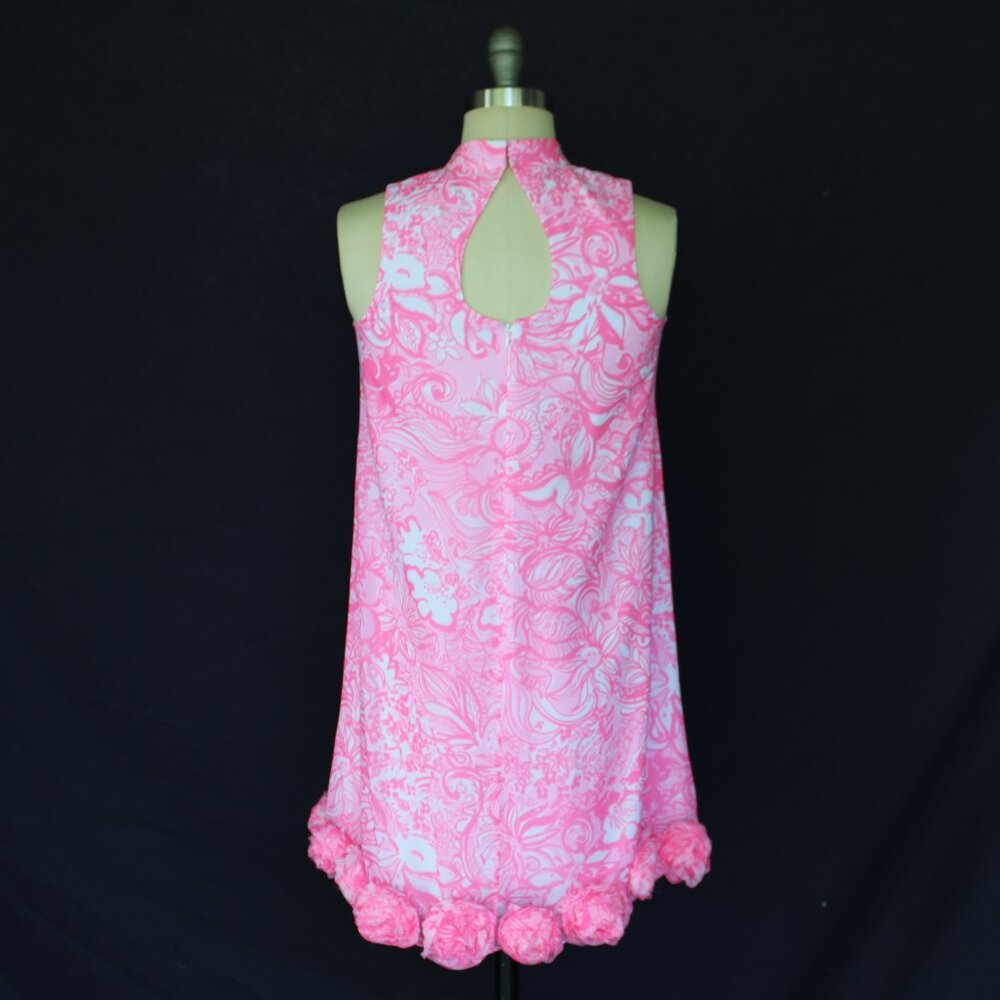 Lilly Pulitzer Linda dress Pink tropics Bunny hop Rose tunic swing rosette mod - Picture 9 of 11